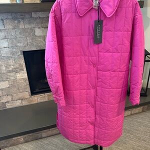 Sans Souci Women's Vibrant Pink Quilted Puffer Longline Jacket